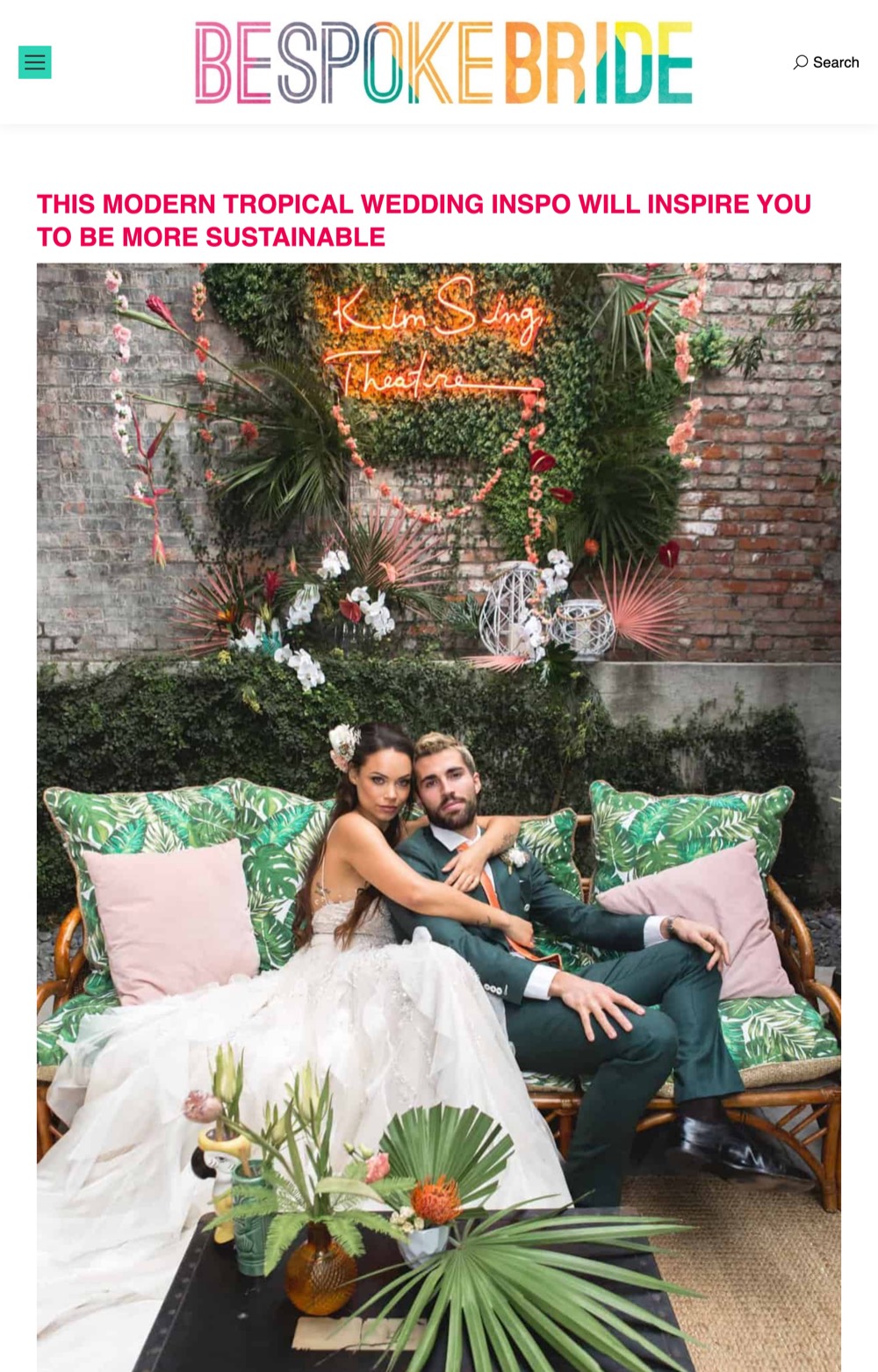 Bespoke-Bride sustainable tropical wedding feature crediting ReelxPozure for cinema and video
